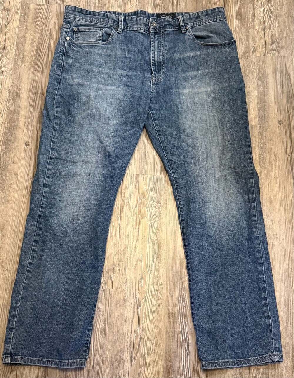 Signature Studio Slim Straight Jeans Size 38x30 Blue Cotton Denim